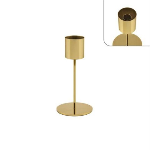 PORTACANDELE FERRO ORO H.20